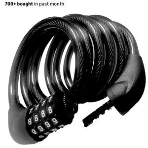 Bike Cable Lock 6FT Long, 4 Digit Resettable Combination Lock, Heavy Duty Steel